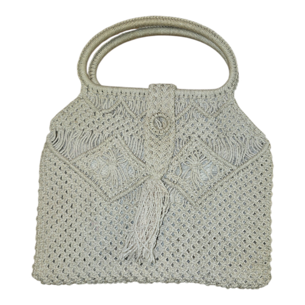 Boho Coastal Beach Macrame Purse Cream